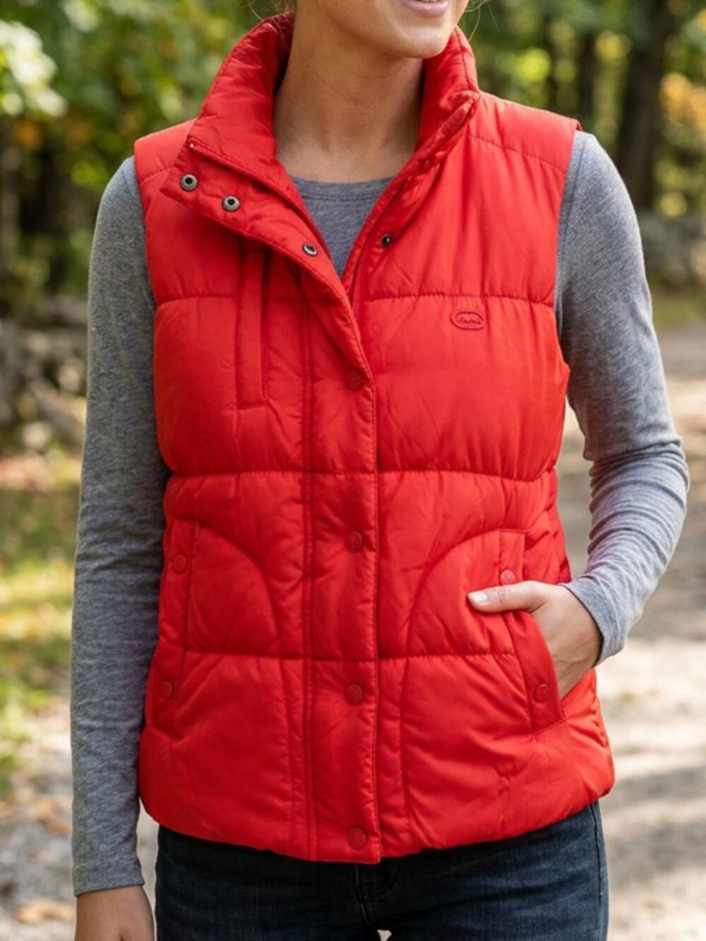 Y2K EckoRed "Rawthentic" Red Puffer Vest